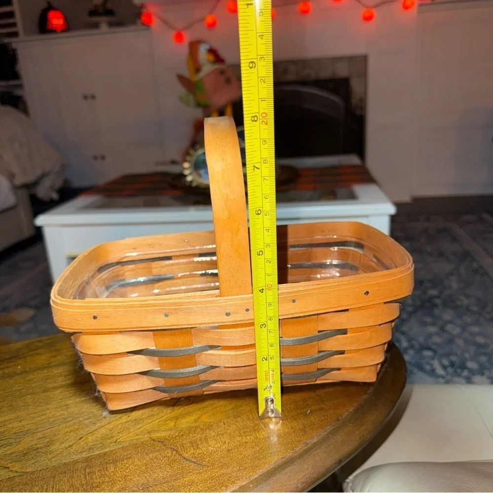 Longaberger Heartland Small Chore Basket 1995 Handle Plastic Liner 10”x6.5”x4”